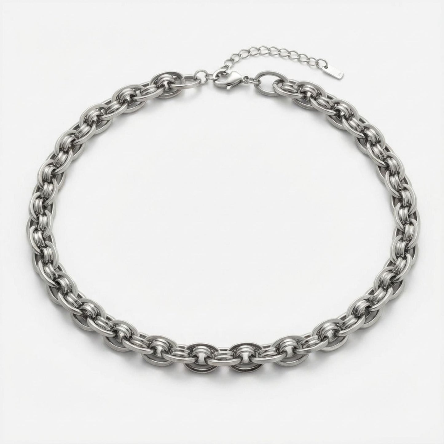 Chain Necklace 8mm Silver Stainless Steel Handmade Stylish Fashion Jewelry