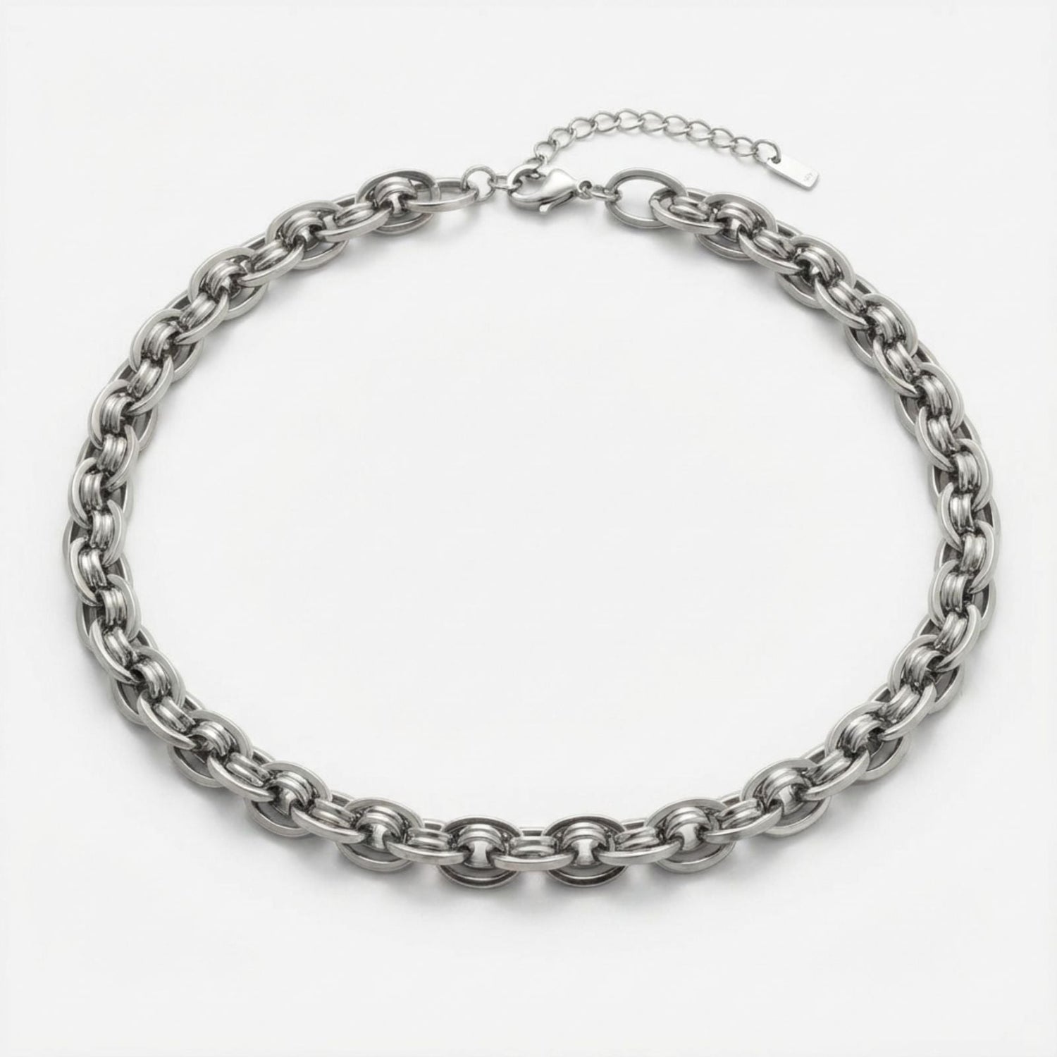 Chain Necklace 8mm Silver Stainless Steel Handmade Stylish Fashion Jewelry