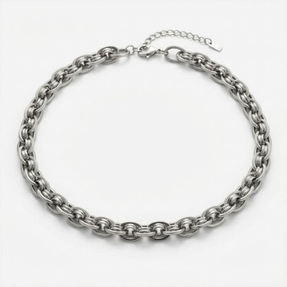 Chain Necklace 8mm Silver Stainless Steel Handmade Stylish Fashion Jewelry