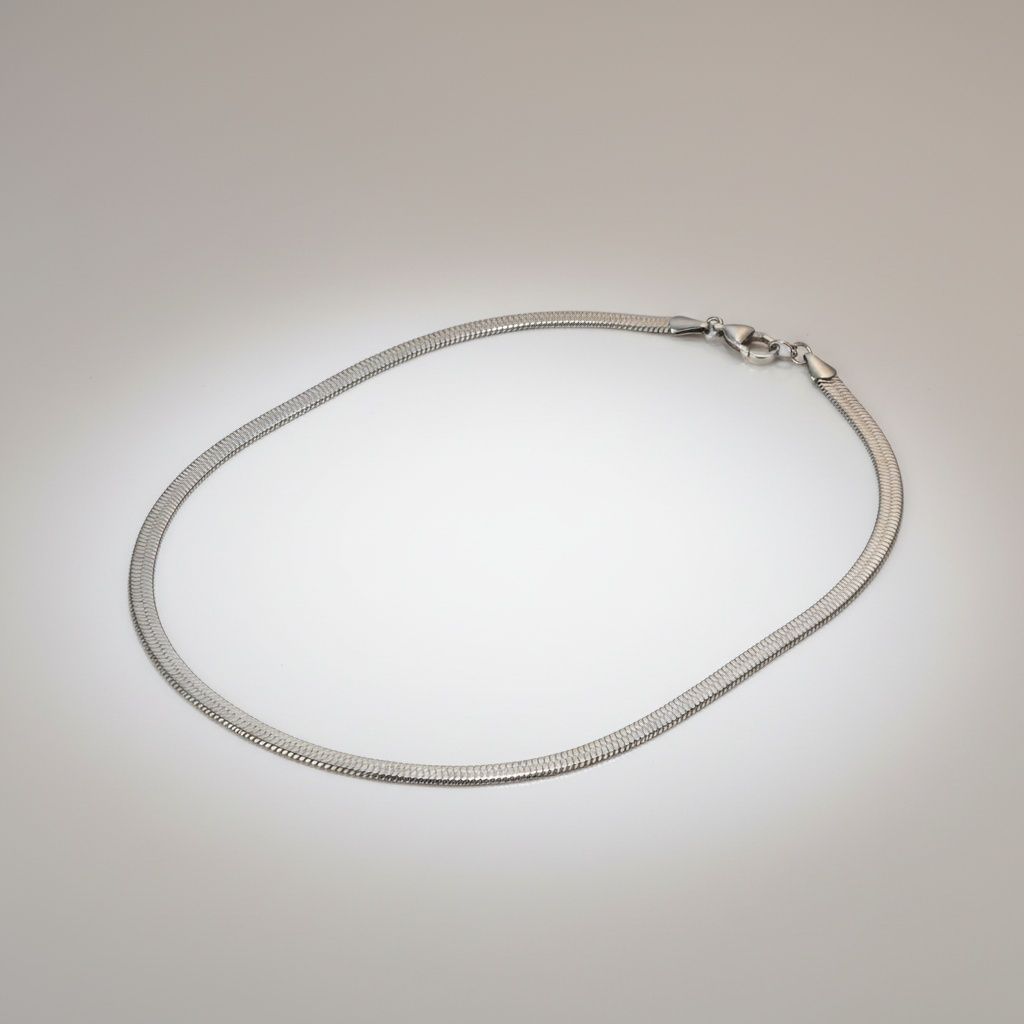 Men’s Stainless Steel Herringbone Chain Necklace 20in 6.5mm Stylish Chic