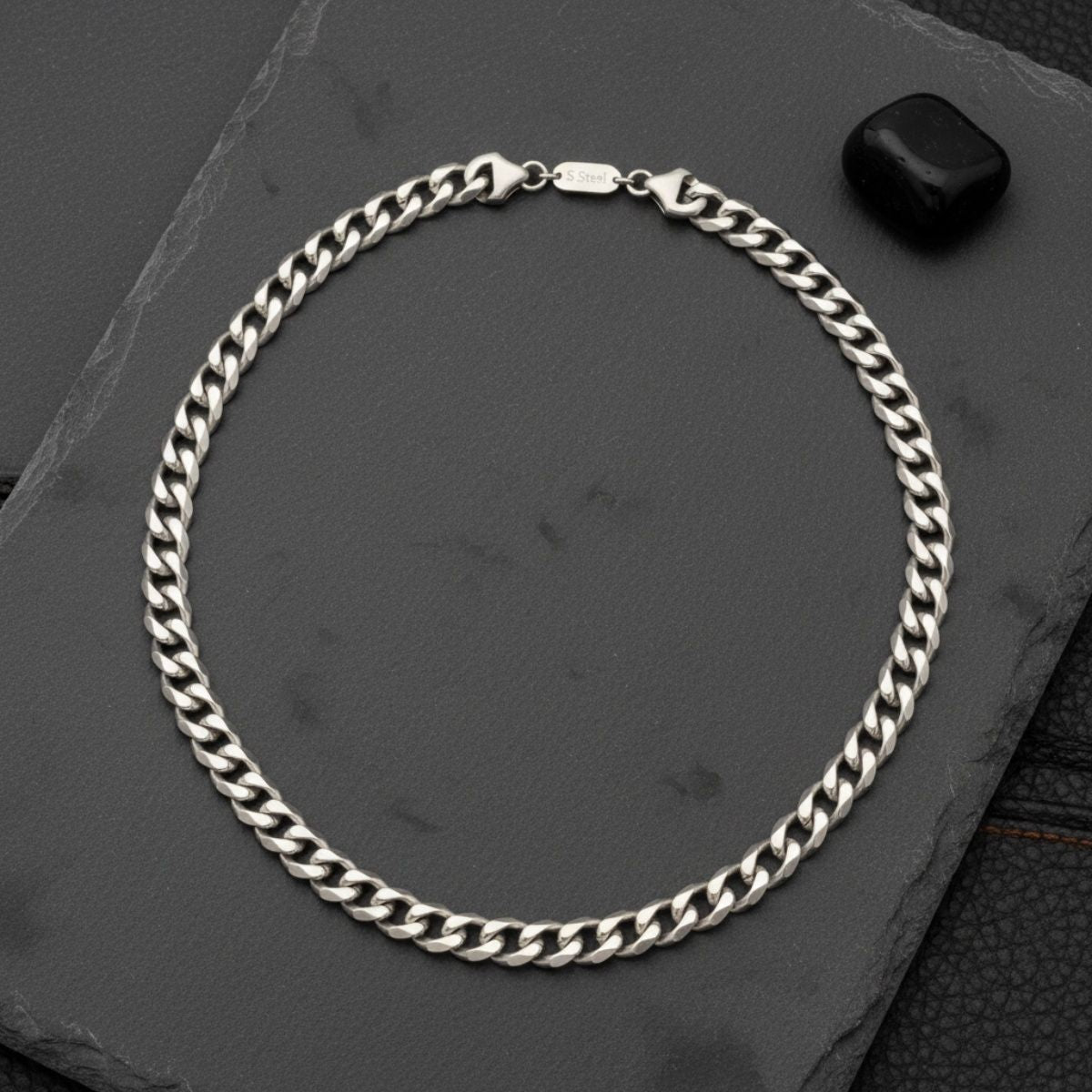 Men’s Silver Stainless Steel 10mm Curb Chain Necklace 20in Trendy Jewelry