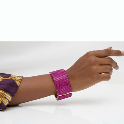 Statement Bracelet Cuff Confident Glamor Fuchsia Pave Finish Stylish Chic