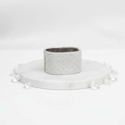Bracelet White Pave Finish Cuff Confident Stylish Statement Jewelry