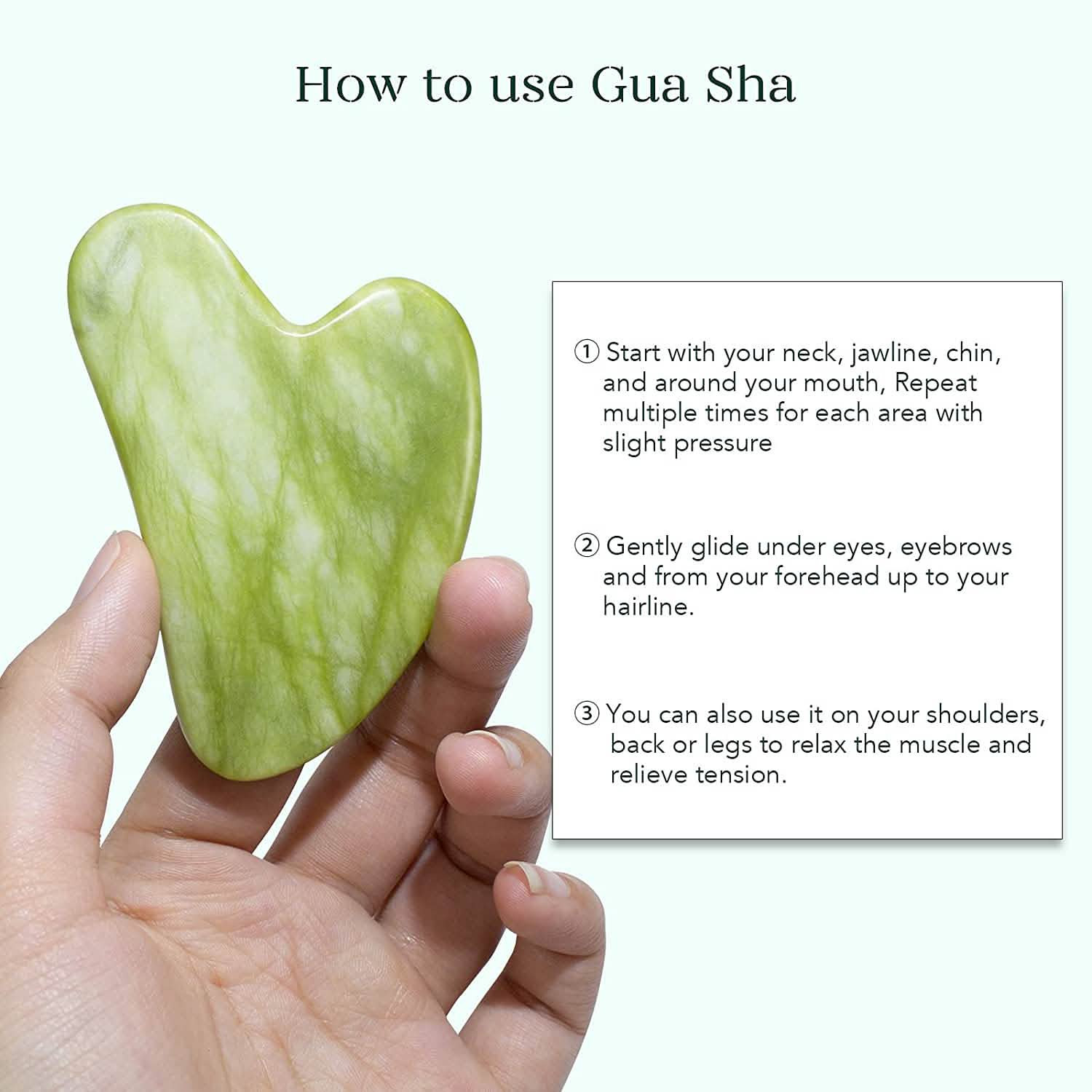 Jade Roller &amp; Gua Sha Set Facial Beauty Tools Face Roller Skin Massager
