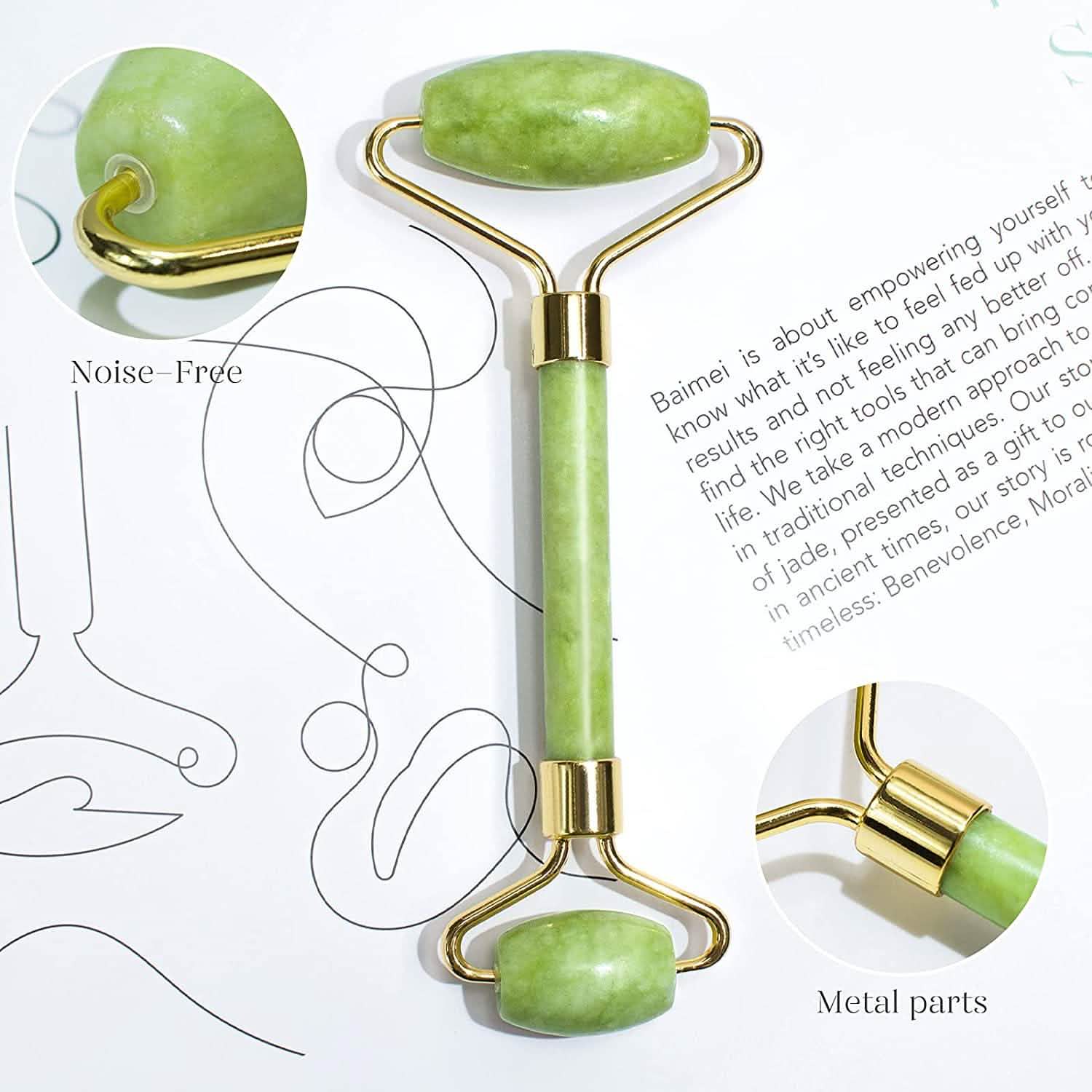 Jade Roller &amp; Gua Sha Set Facial Beauty Tools Face Roller Skin Massager