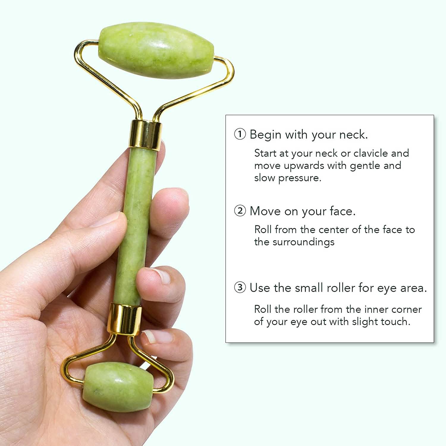 Jade Roller &amp; Gua Sha Set Facial Beauty Tools Face Roller Skin Massager