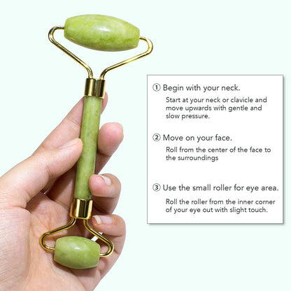 Jade Roller &amp; Gua Sha Set Facial Beauty Tools Face Roller Skin Massager