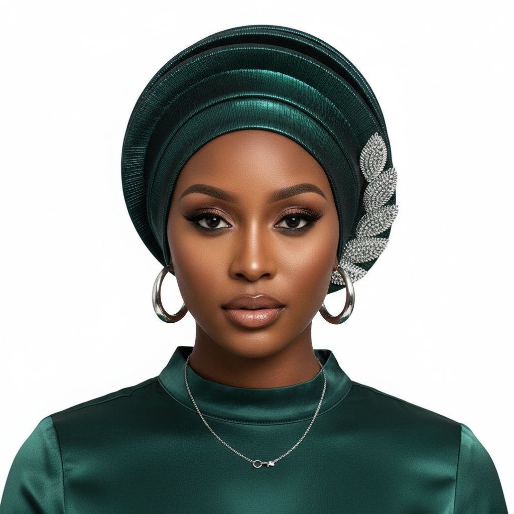Women’s Formal Turban Fascinator Structured Green Dazzling Chic Accessory