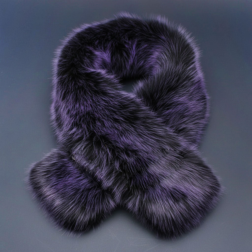Faux Fur Purple Collar Scarf Luxe Winter Stole Stylish Chic Accessory