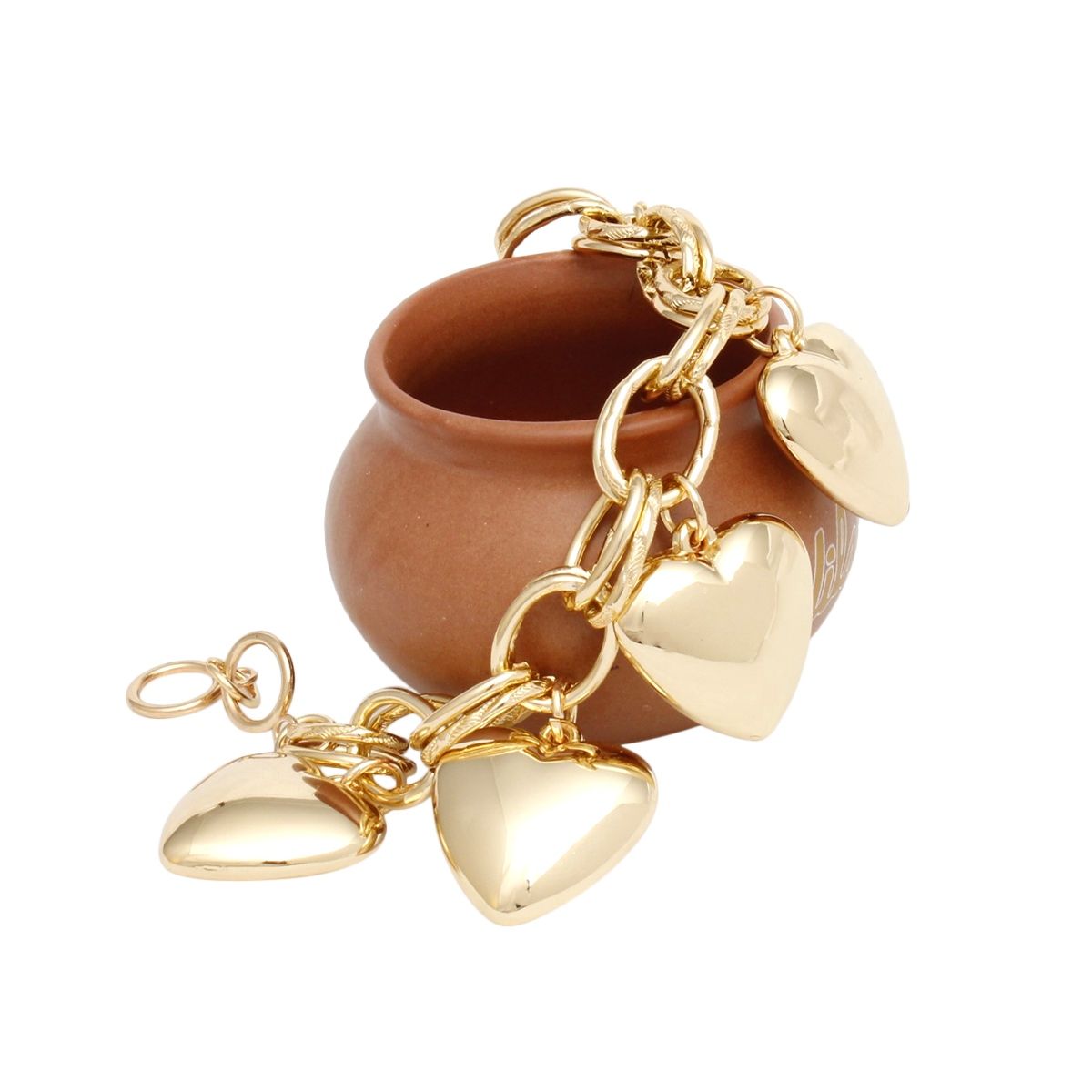 Chunky Gold Puffy Heart Toggle Bracelet Stylish Statement Jewelry