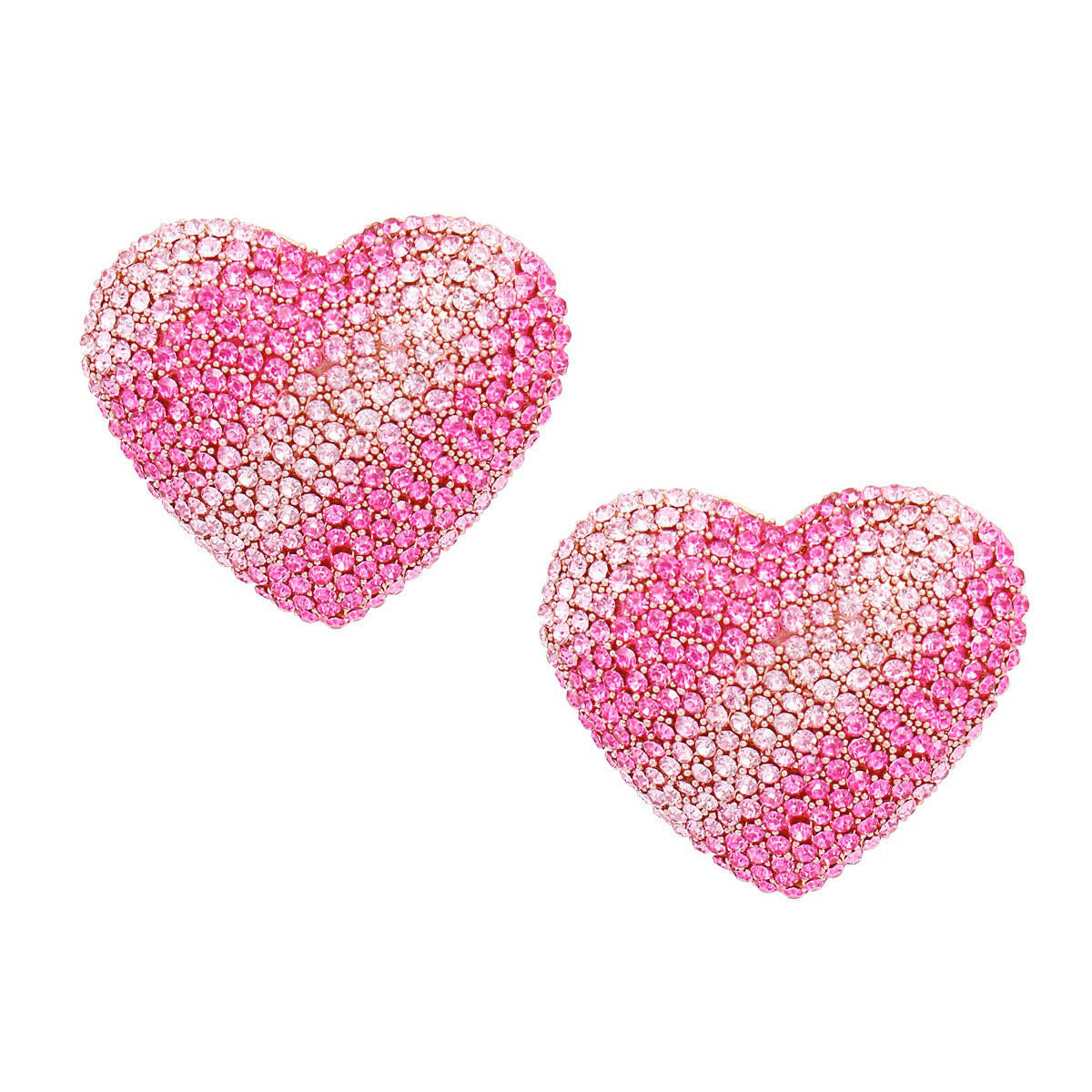 Heart Stud Earrings Fuchsia Stripe Glam Stylish Women’s Jewelry