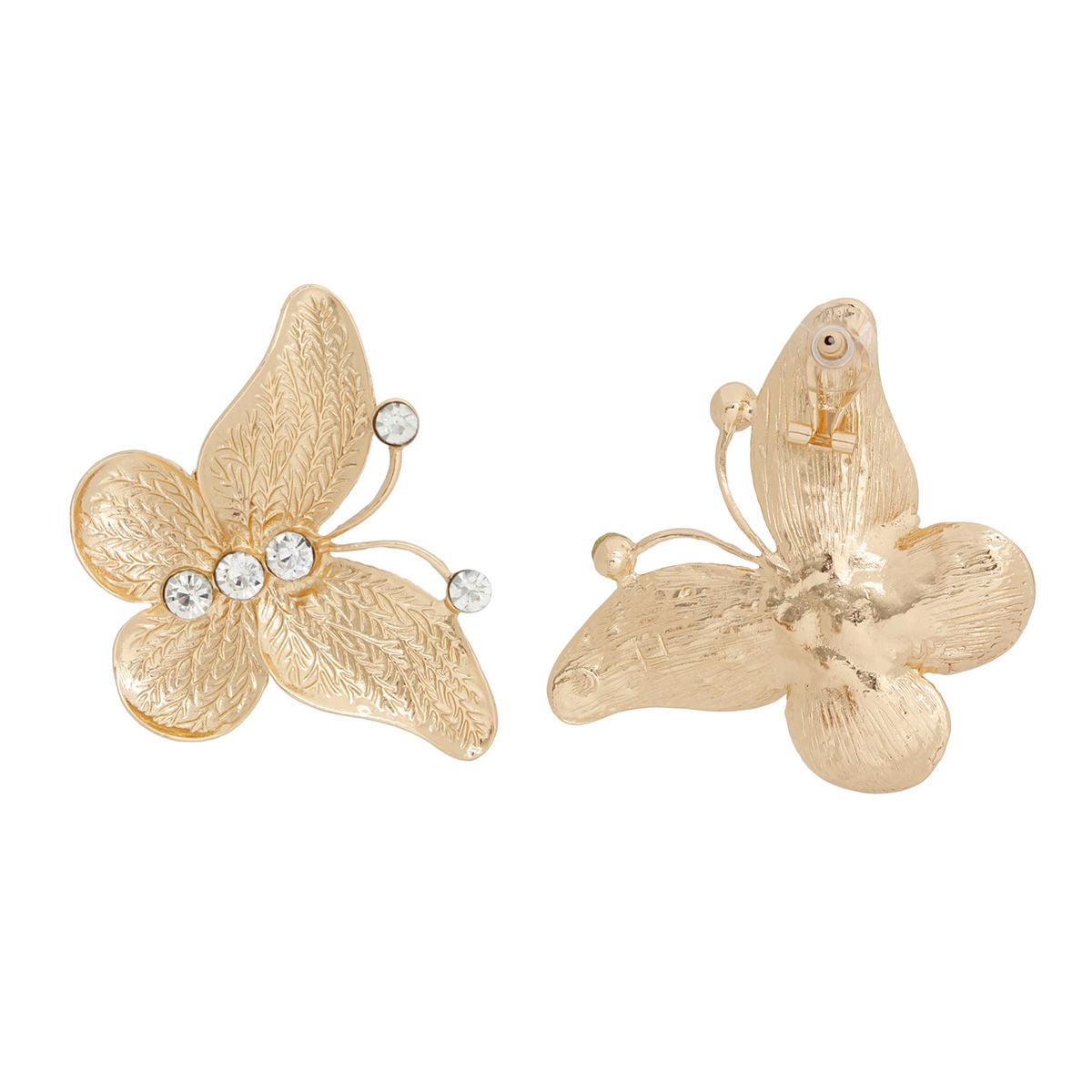 Statement Drop Earrings Large Gold Butterfly Branch Detail Stylish Chic Jewelry