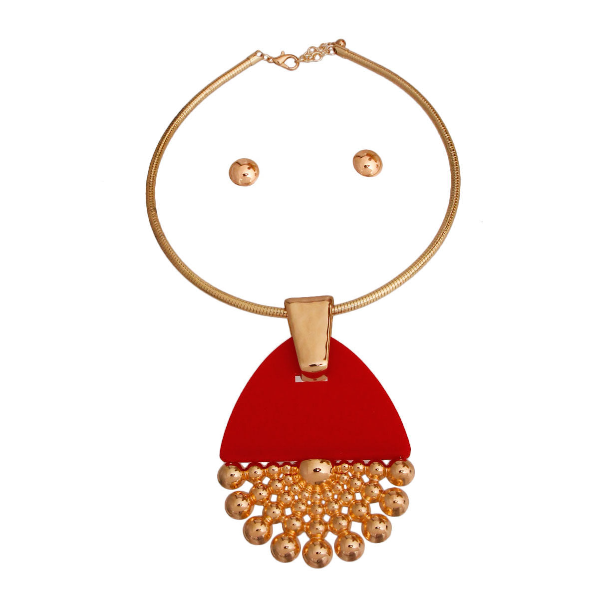 Statement Necklace Red Teardrop Burst Stylish Chic Jewelry Accessory