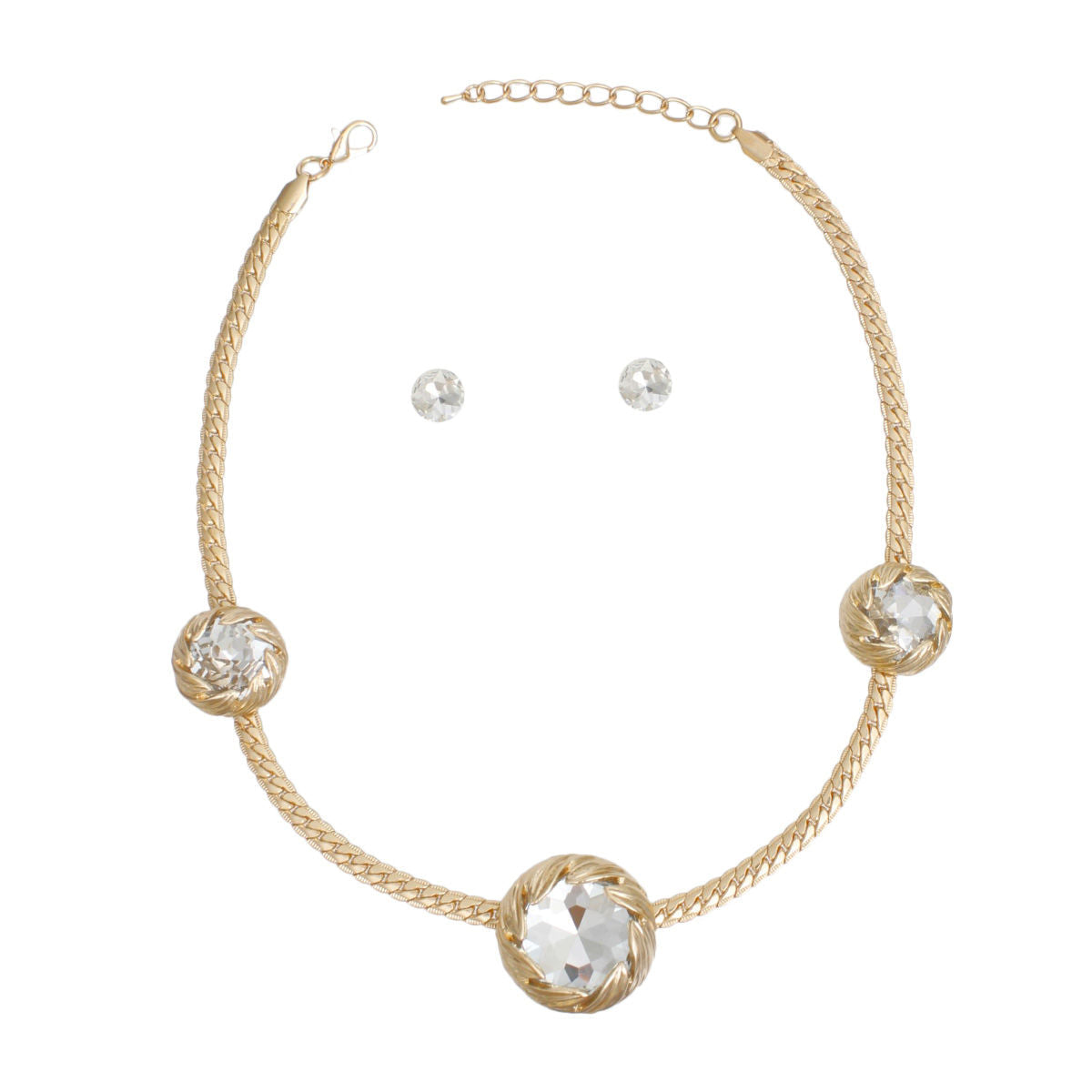 Gold Crystal Double Cut Chain Necklace for Women – Stylish Elegant Jewelry