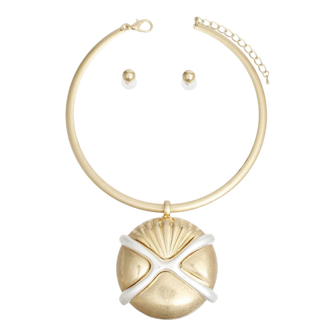 Shell Pendant Choker Set Matte Gold Stylish Women’s Jewelry
