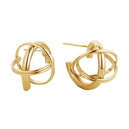 Small 14K Gold Gyro Ball Stud Earrings Stylish Women’s Jewelry