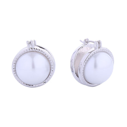 Small Double Pearl Stud Earrings White Gold Elegant Women’s Jewelry