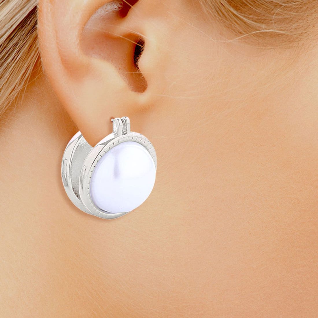 Small Double Pearl Stud Earrings White Gold Elegant Women’s Jewelry