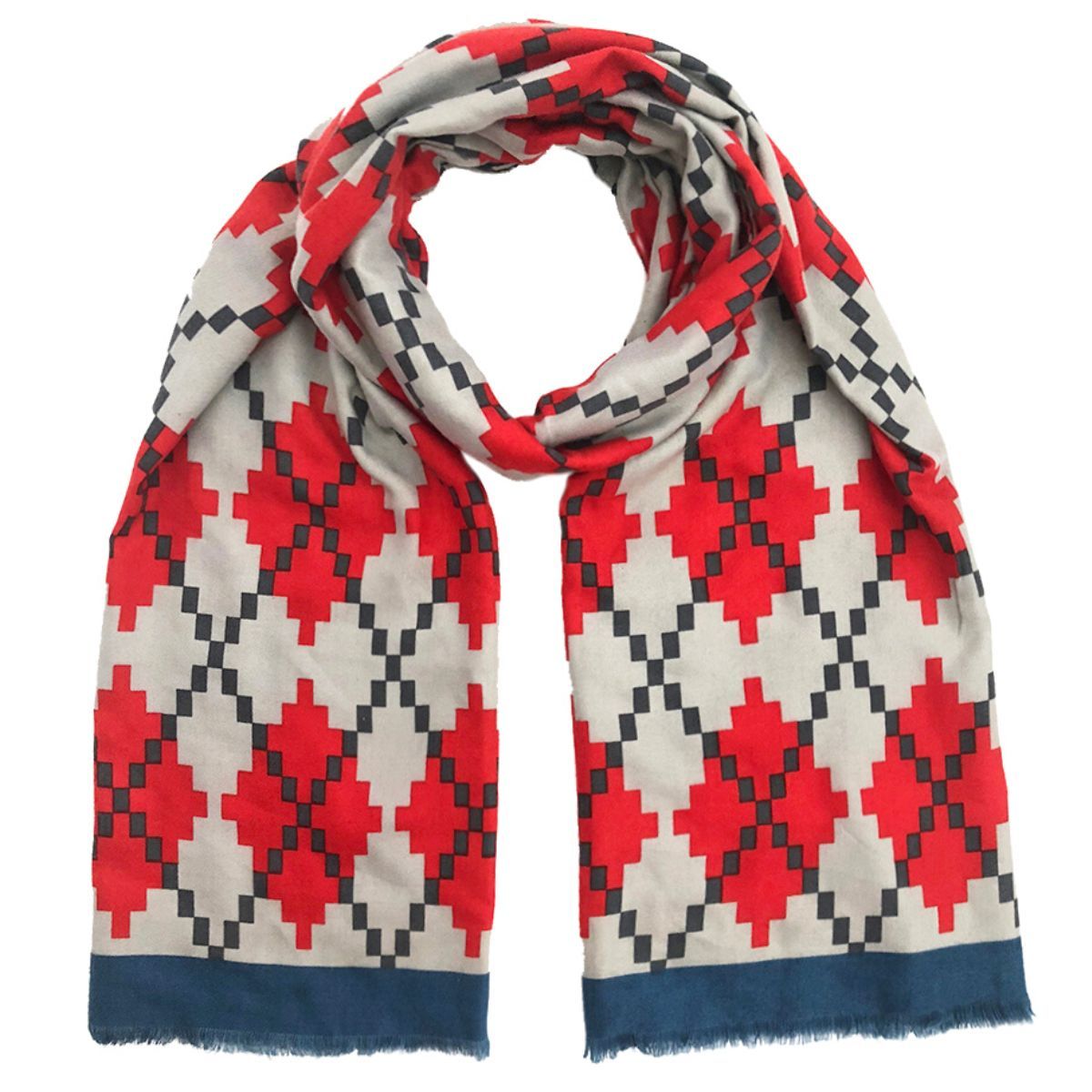 Fashion Scarf Red Pixel Argyle Stylish Accessory