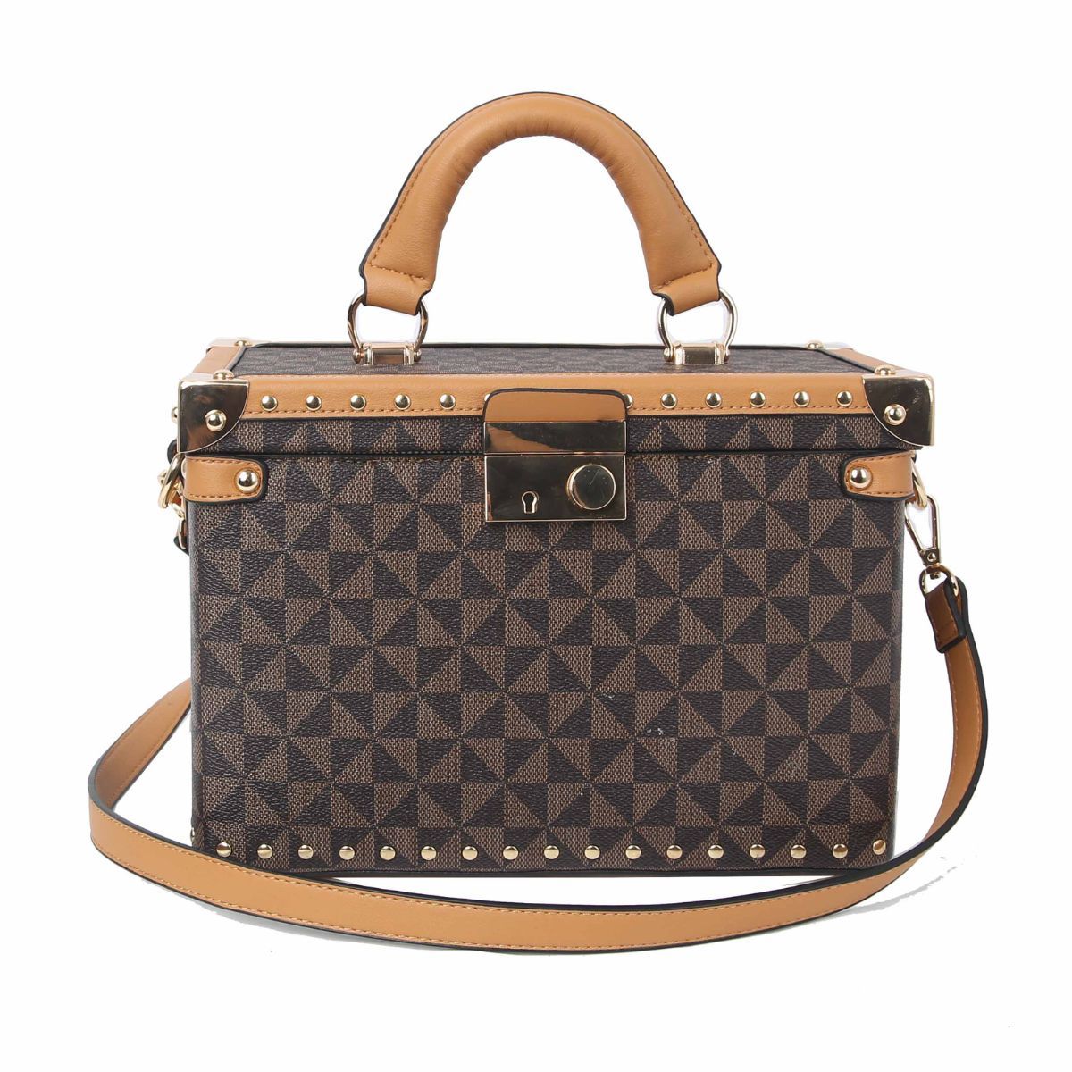 Fashion Handbag Brown Square Trunk Stylish Chic Accessory