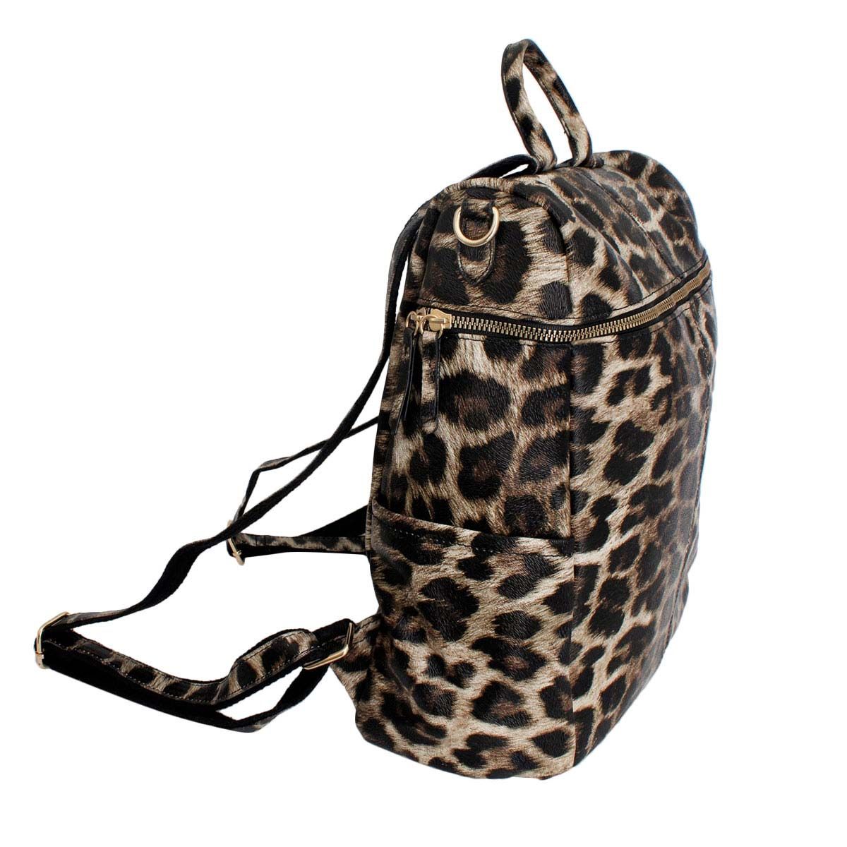 Fashion Backpack Purse Leopard Print Stylish Square Design