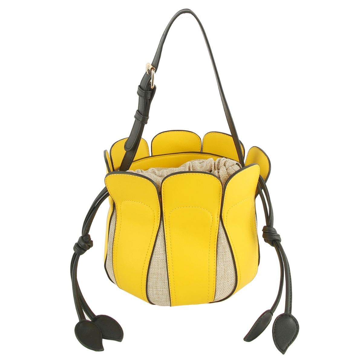 Fashion Handbag Yellow Tulip Bucket Bag Stylish Chic Accessory