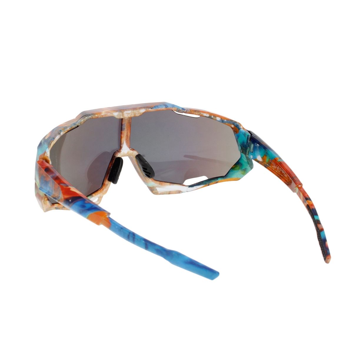 Sport Sunglasses Brown Graphic Print Mirror Stylish Eyewear