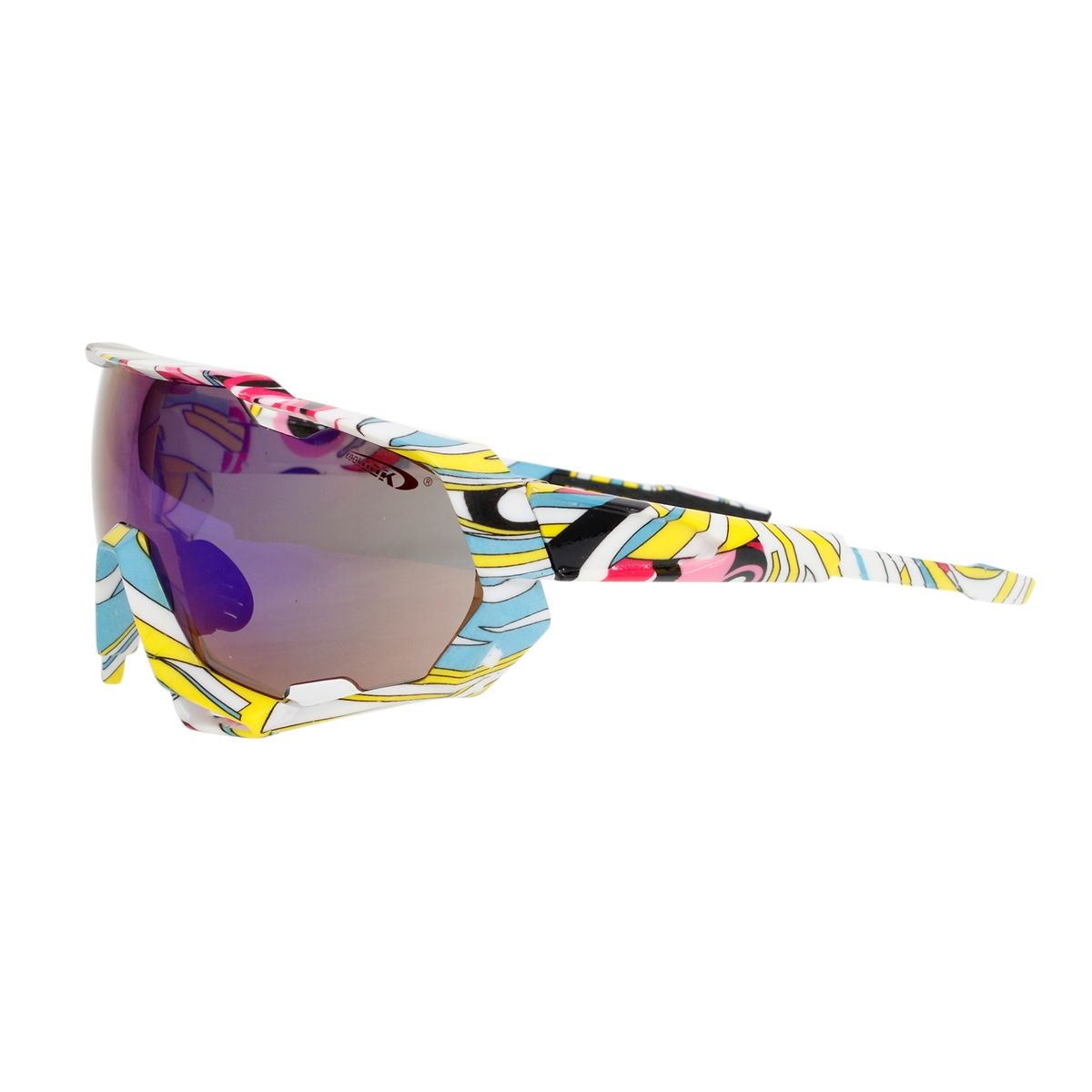 Sport Sunglasses Yellow Graphic Print Mirror Stylish Casual