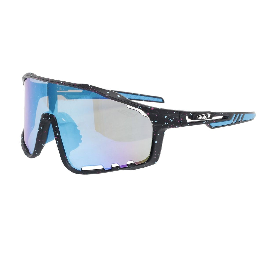 Sport Sunglasses Black Splatter Mirror Stylish Eyewear