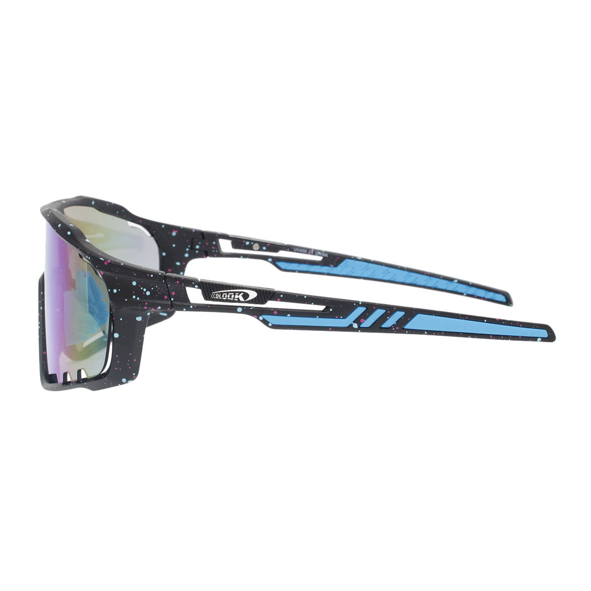 Sport Sunglasses Black Splatter Mirror Stylish Eyewear