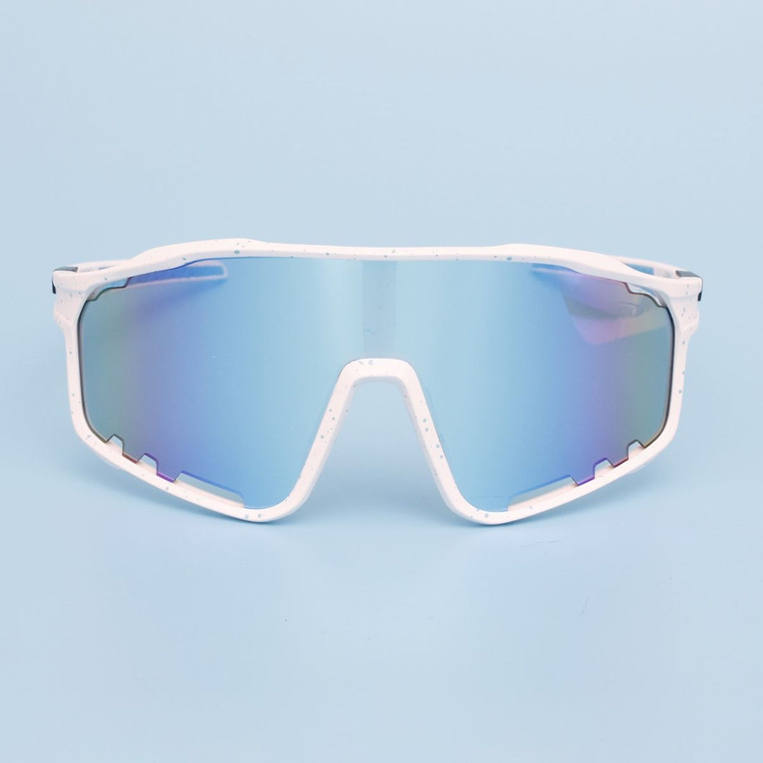 Sport Sunglasses White Splatter Mirror Trendy Eyewear