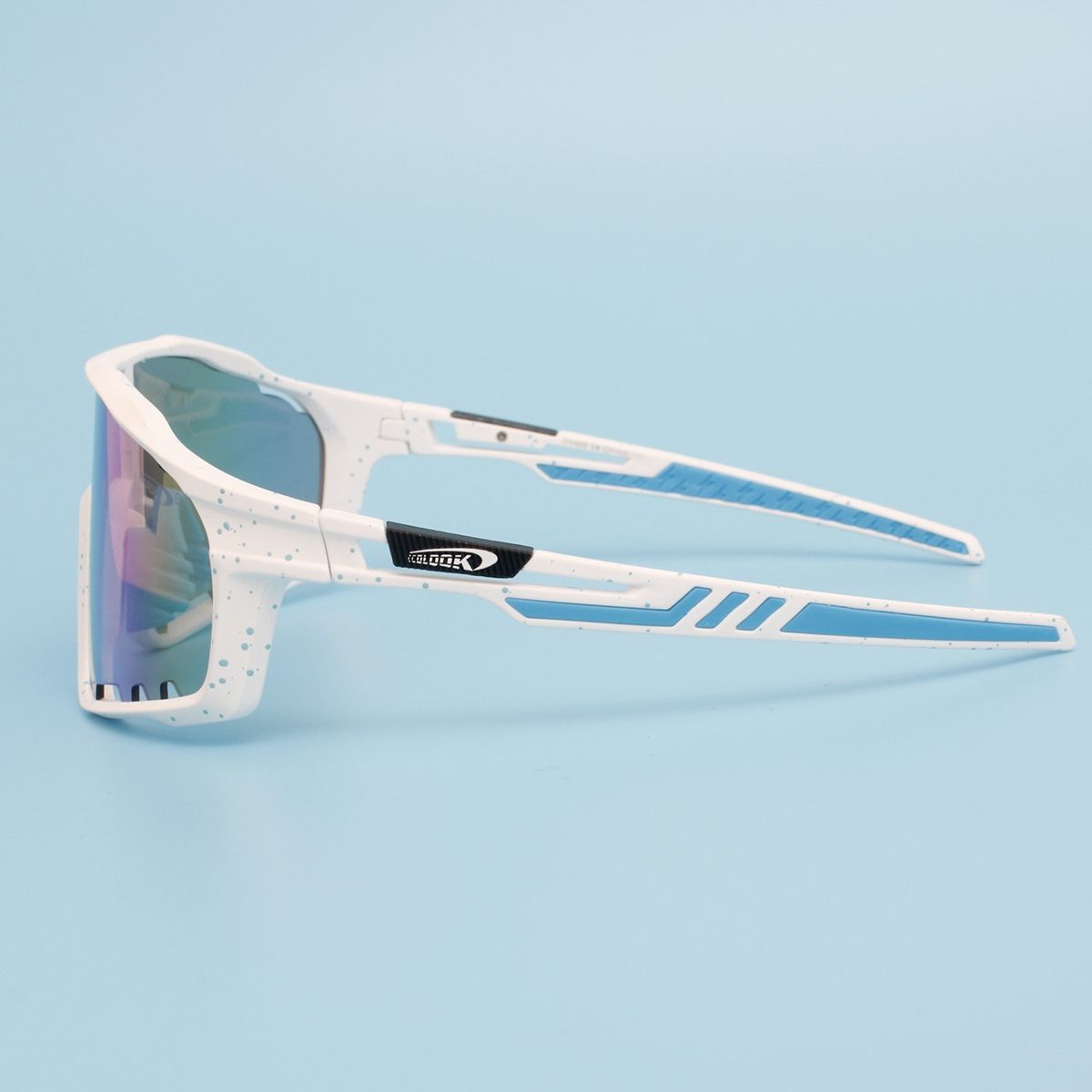 Sport Sunglasses White Splatter Mirror Trendy Eyewear