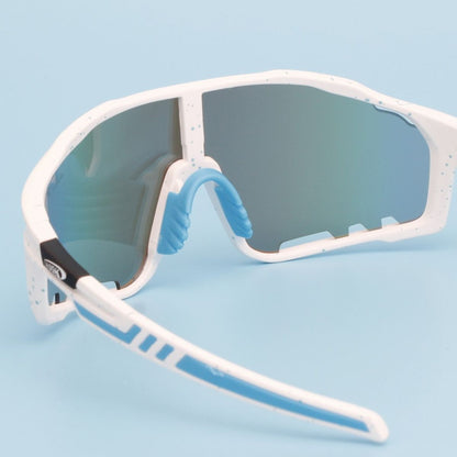 Sport Sunglasses White Splatter Mirror Trendy Eyewear