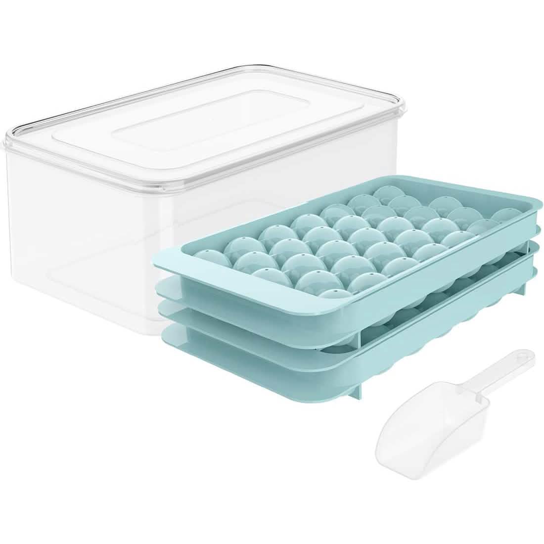 Lid &amp; Bin Ice Ball Maker Mold for Freezer