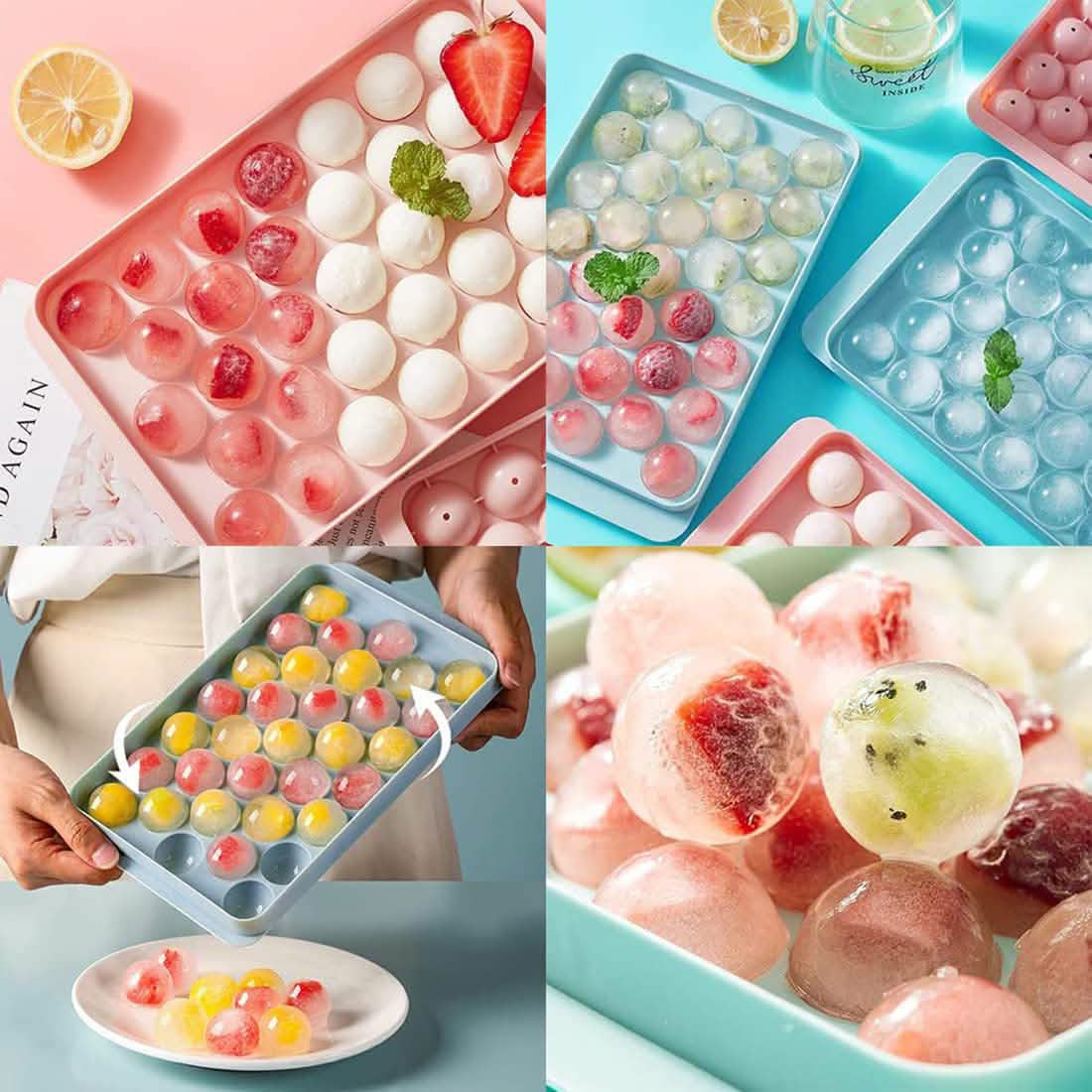 Lid &amp; Bin Ice Ball Maker Mold for Freezer