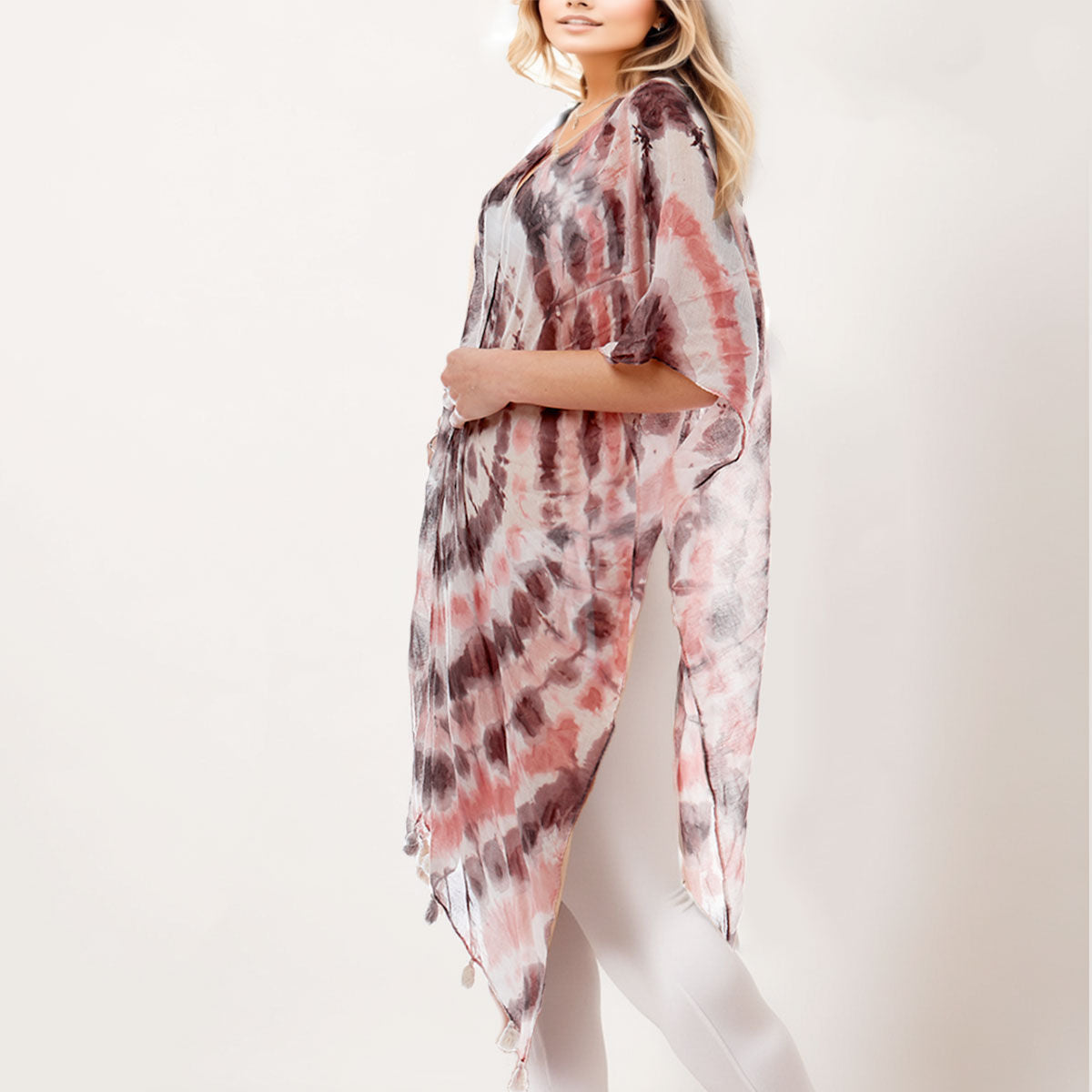 Beach Cover Up Tie Dye Black and Pink Casual Stylish Lounge