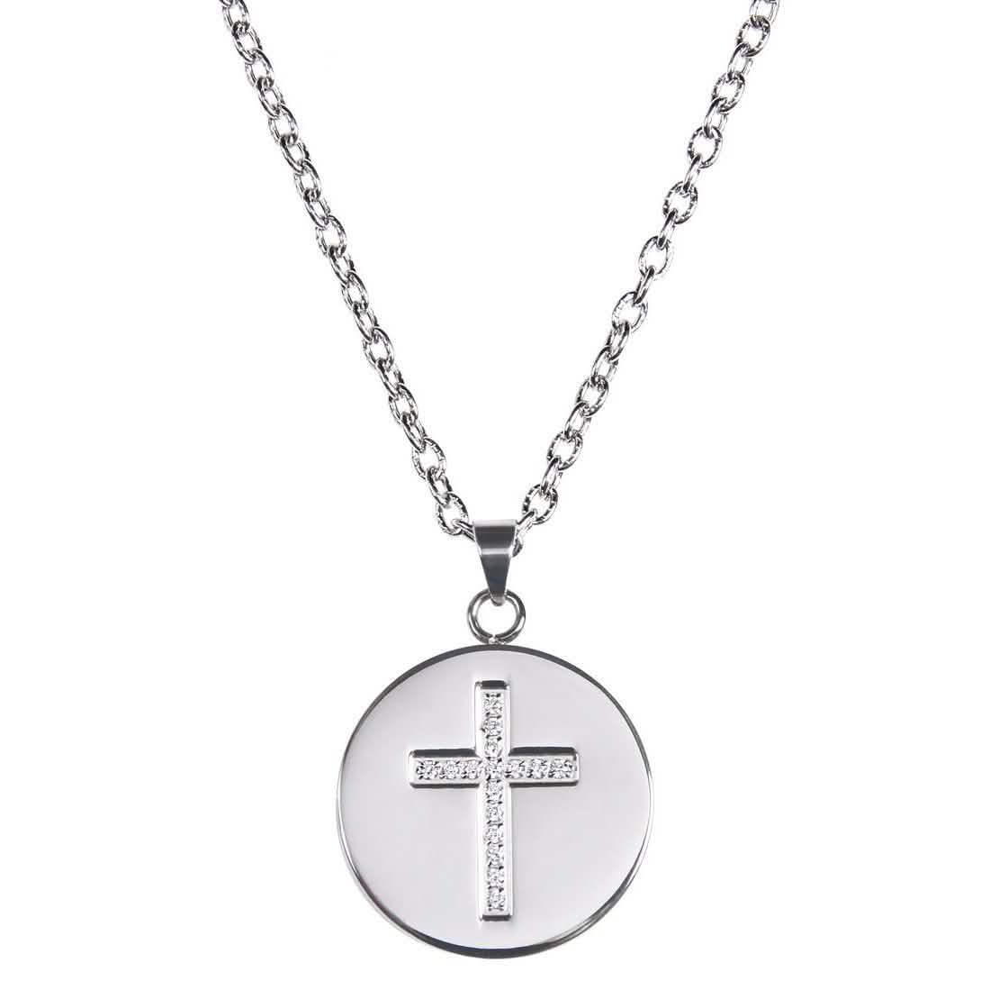 Love, Faith, &amp; Survival Cubic Zirconia Disc Necklace