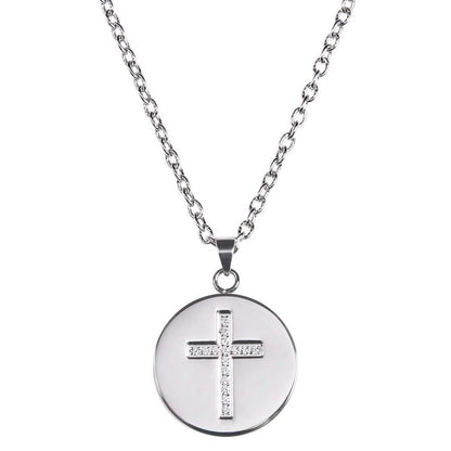 Love, Faith, &amp; Survival Cubic Zirconia Disc Necklace