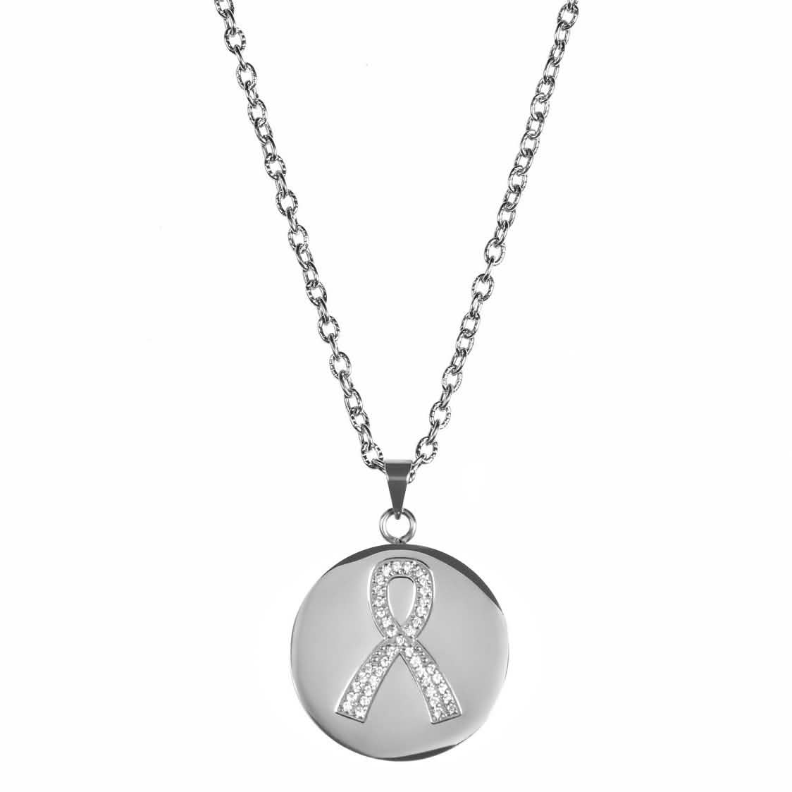 Love, Faith, &amp; Survival Cubic Zirconia Disc Necklace