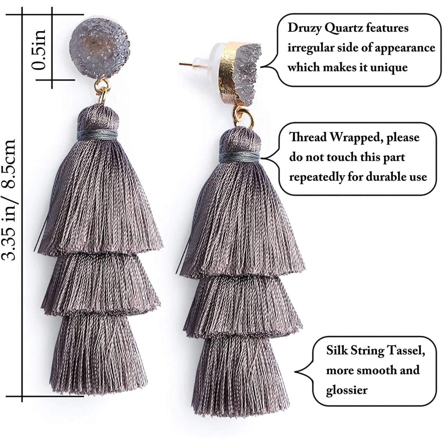 Me&amp;Hz Colorful Layered Tassel Earrings