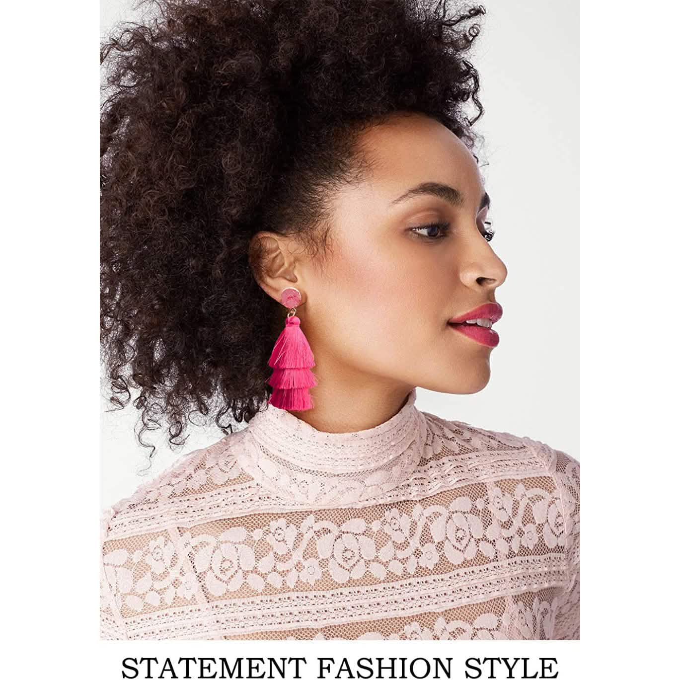 Me&amp;Hz Colorful Layered Tassel Earrings