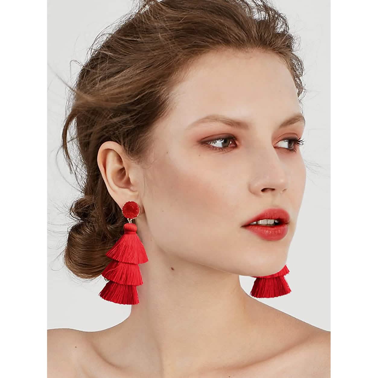 Me&amp;Hz Colorful Layered Tassel Earrings