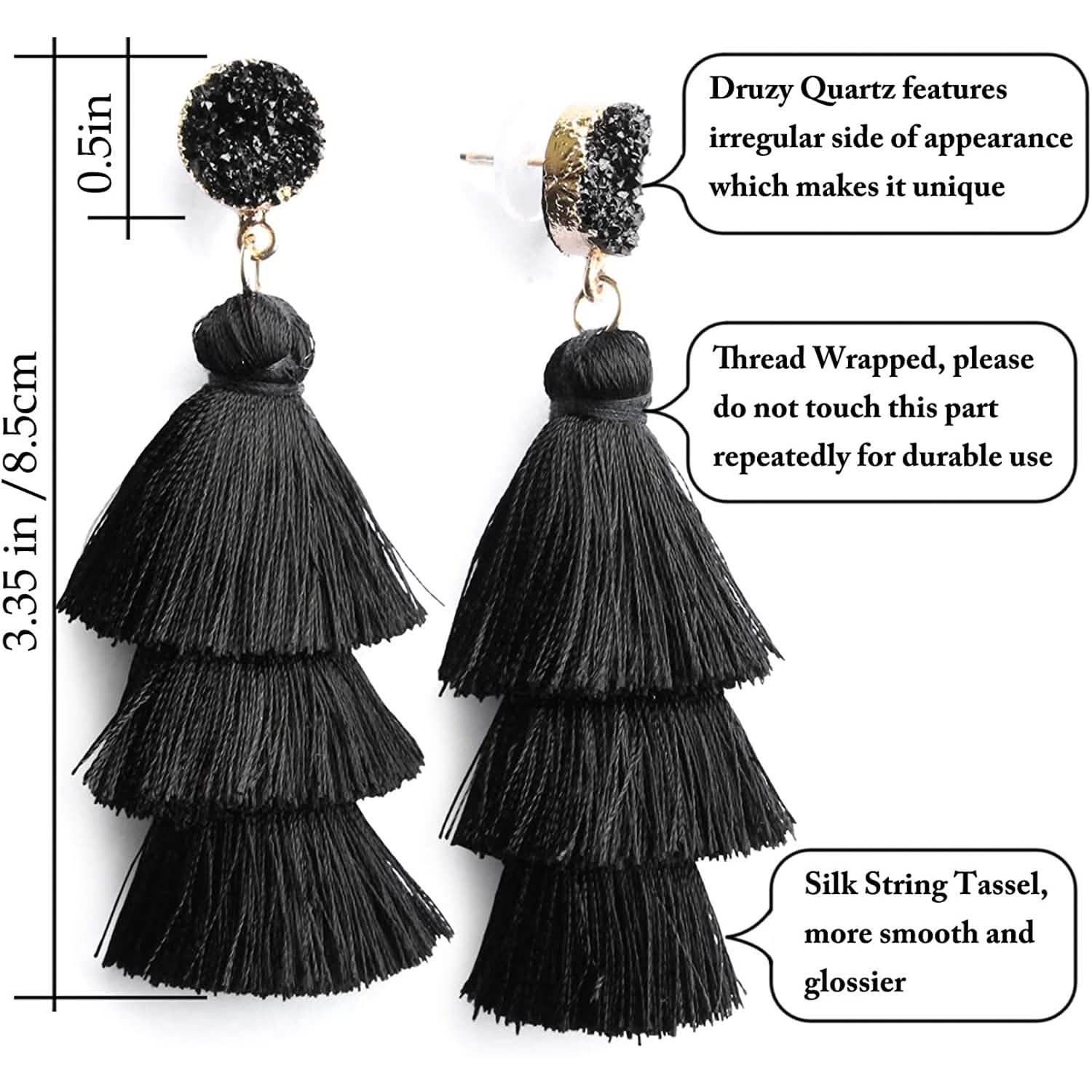 Me&amp;Hz Colorful Layered Tassel Earrings