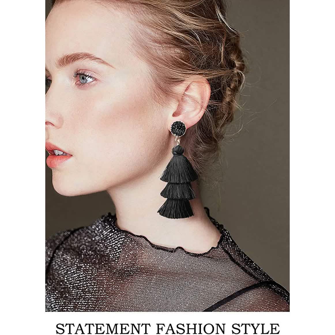 Me&amp;Hz Colorful Layered Tassel Earrings