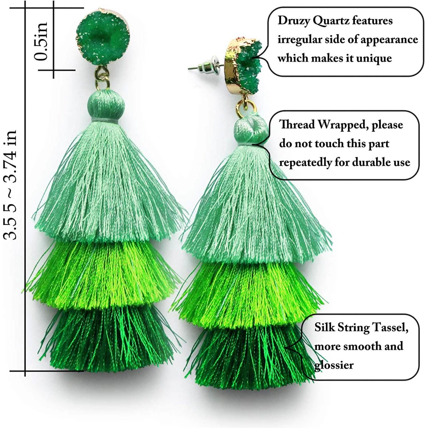 Me&amp;Hz Colorful Layered Tassel Earrings