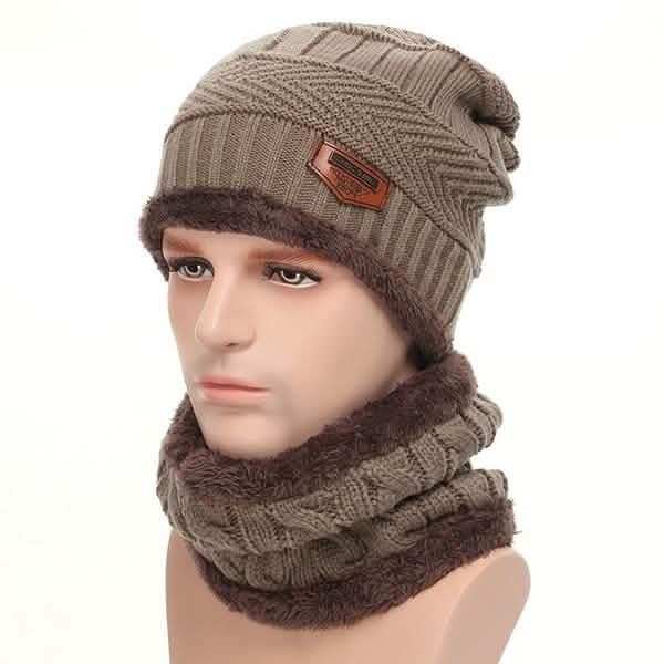 Men And Women Knitted Winter Scarf &amp; Hat Fleece Lined Bonnet Beanies