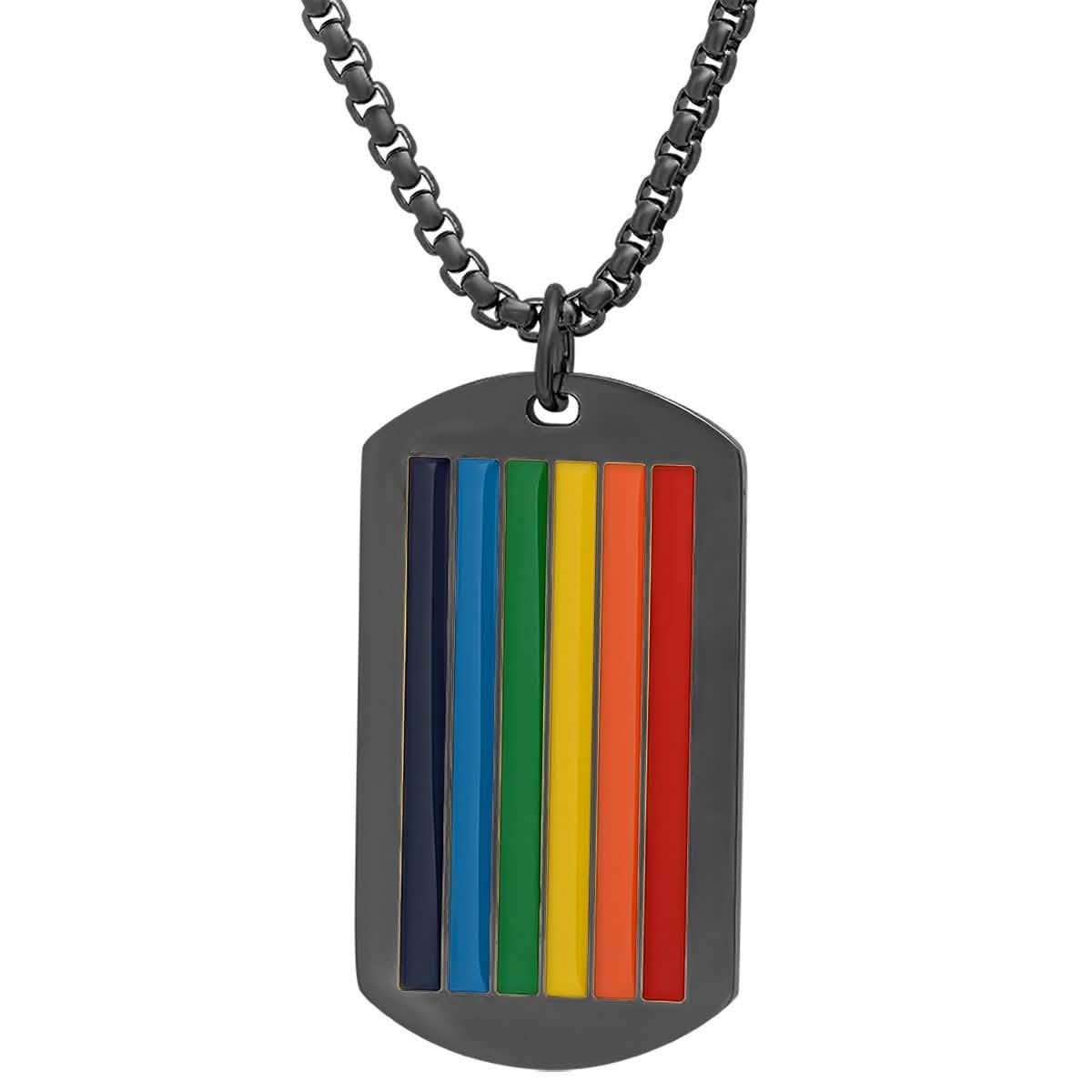 Men's Stainless Steel Rainbow Pride Dog Tag Pendant