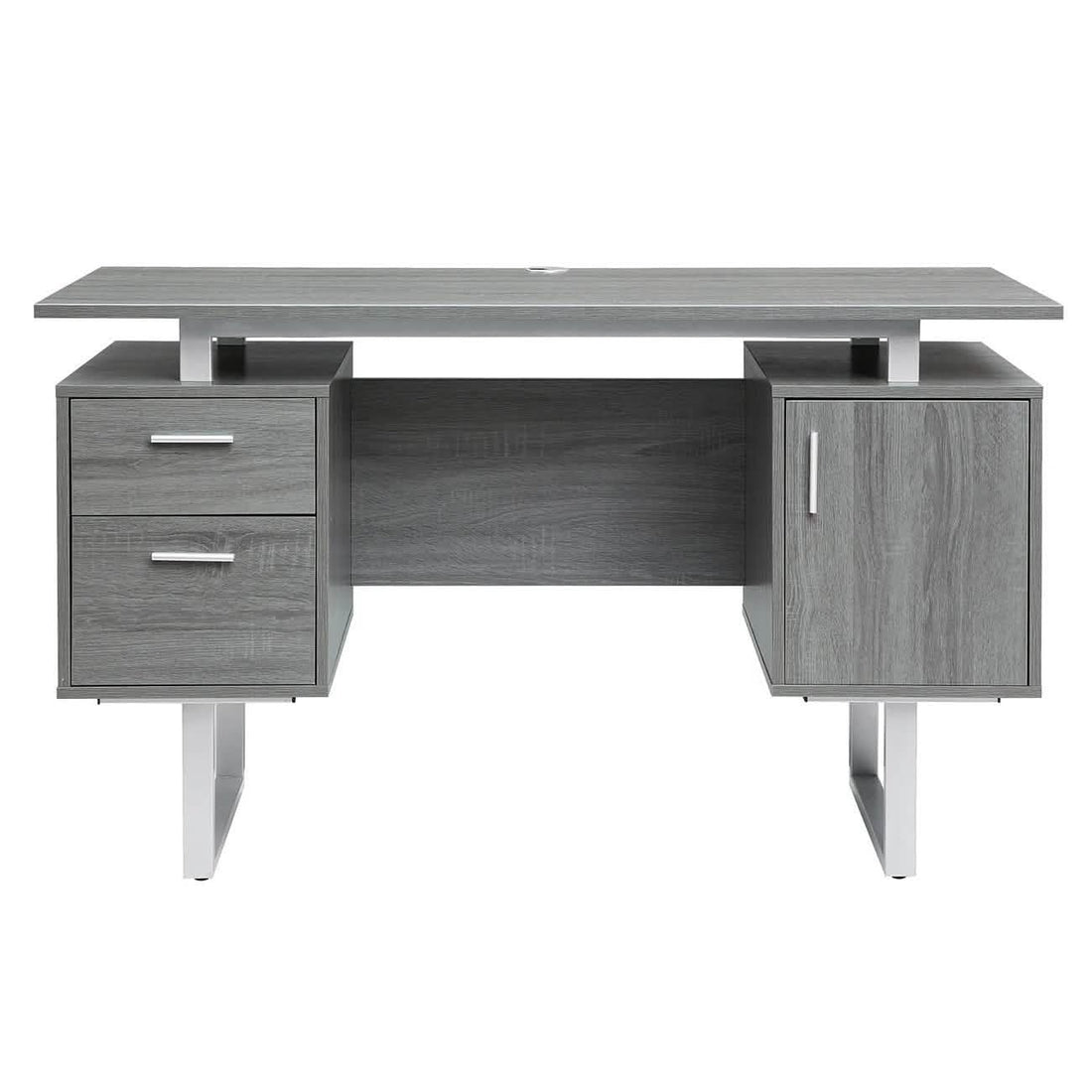 Modern Gray Office Desk with Storage
