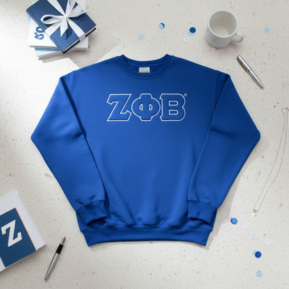 Crew Sweatshirt Blue Embroidered Greek Gear Casual Stylish Top