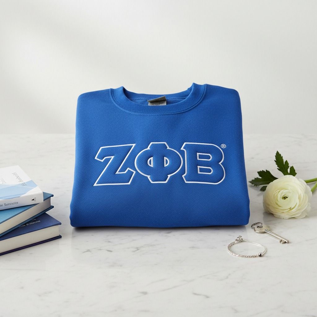 Crew Sweatshirt XL Blue Embroidered Greek Gear Casual Stylish Top
